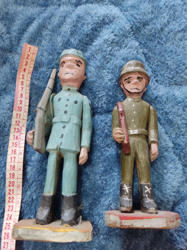 Soldados Madeira Esculpida Anos 70 0