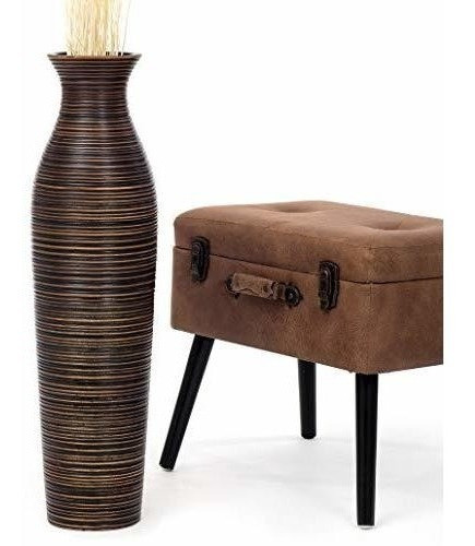 Jarron De Piso Alto 30 Pulgadas Madera Color Cafe 0