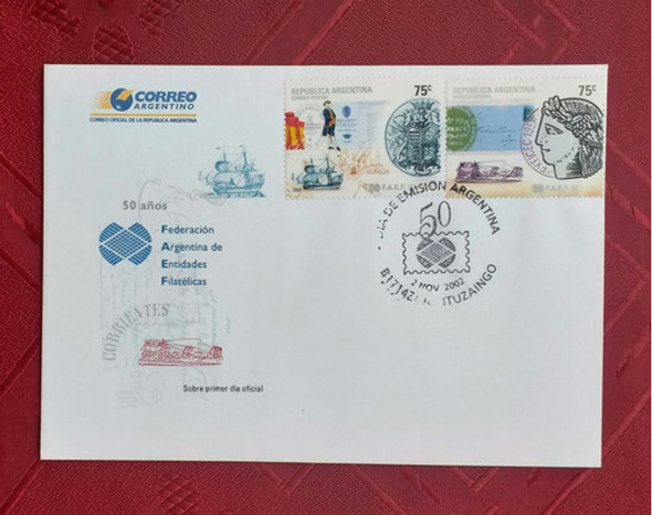 2002 Sobre Y Sellos Fed. Argentina De Entid. Filatélicas 0