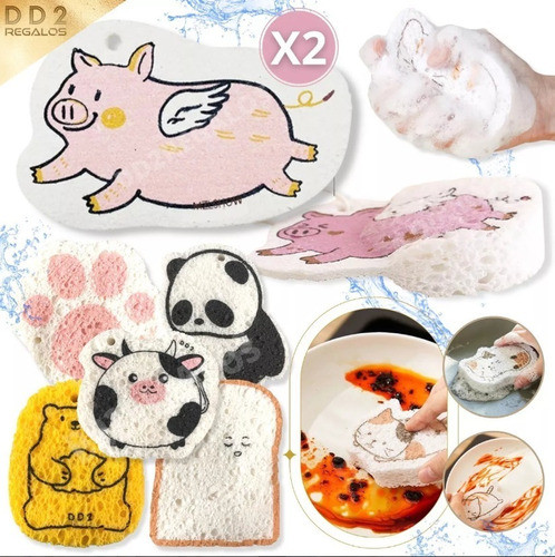 Esponjas X2 De Cocina Lava Plato Antigrasa Limpieza Profunda 1