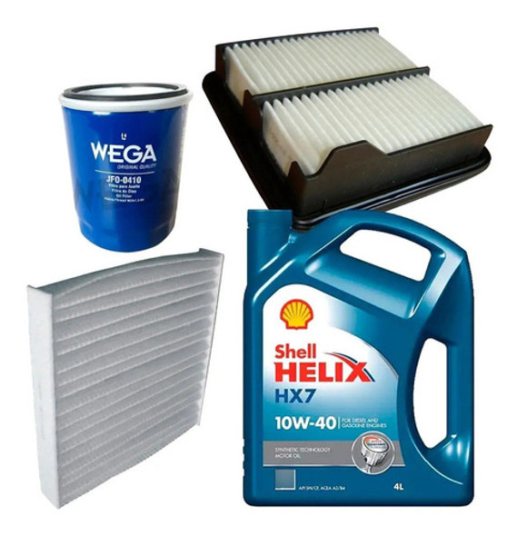 Kit Filtros Wega X3 + 10w40 Shell Helix Hx7 Honda City 1.5 0