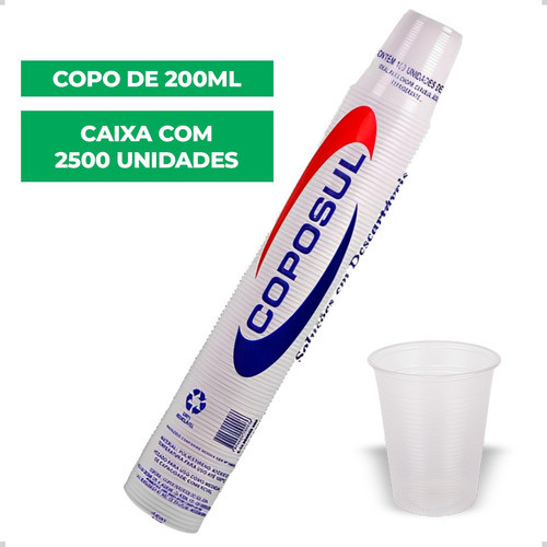Copo Descartável 200ml Refrigerante Caixa Atacado 2500 Un 1