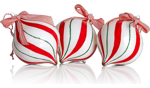 Juego De Adornos De Caramelo De Menta De Ornativity  Bolas 0