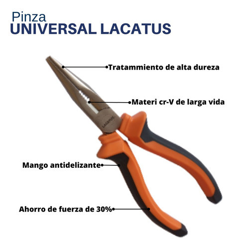 Pinza Punta Recta 6 Pulgadas Lacatus Cromo Vanadio 1
