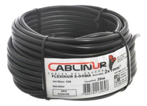 Rollo De Cable Bajo Goma 2x1 Negro 50 Metros 0