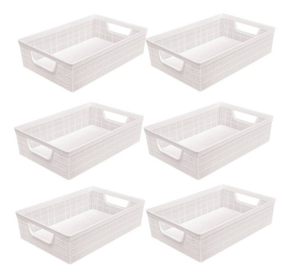 Kit 6 Cestos Organizadores Multiuso Decorativo 11,5l Juta A3 0