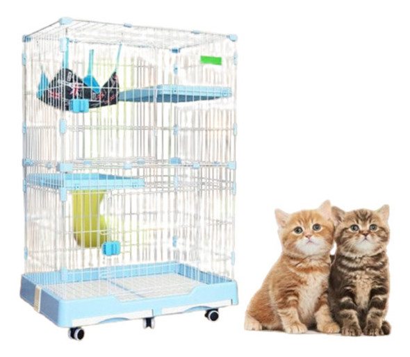Jaula Para Gatos Canil + Accesorios Y Ruedas Mascotas Cats 0