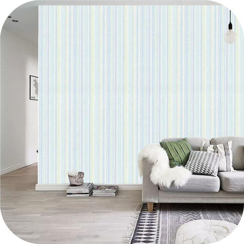 Papel De Empapelar Muresco Vinilico Pared Raya Celeste 20393 0