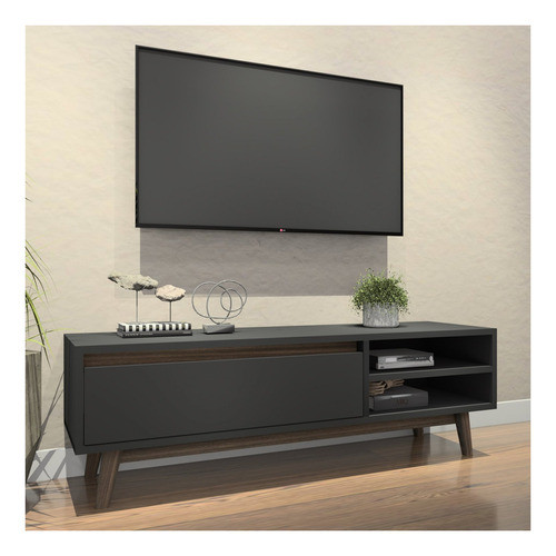 Rack 1 Porta Com Pés Retrôs Rak1022  Estilare Preto Ff 0