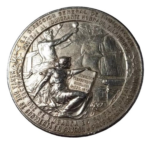 Medalla Protección Al Inmigrante Año 1912 - Metal - 648 0