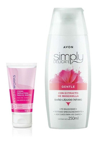 Set Crema Depilatoria Rostro + Jabón Íntimo Delicate Avon 0