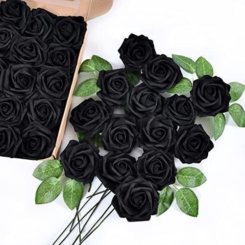 Rosas Artificiales Realistas Negras X 30u 0