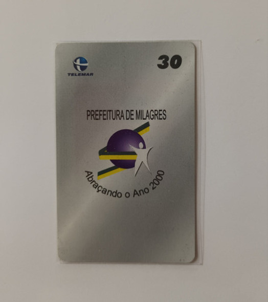 Cartão Telefônico Mídia.  Prefe Milagres. Pasta 37. Tr 5.000 0