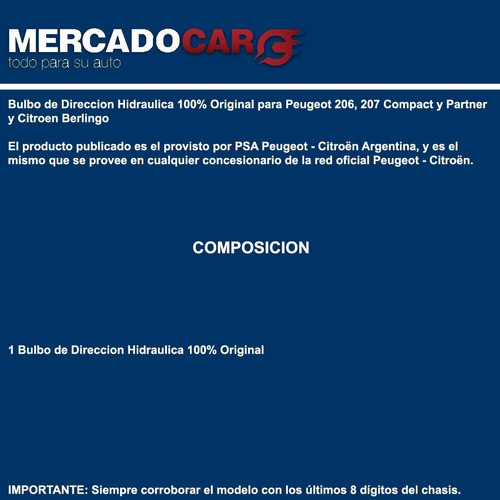 Bulbo Direccion Hidraulica Peugeot 206 207 2.0 Hdi 1