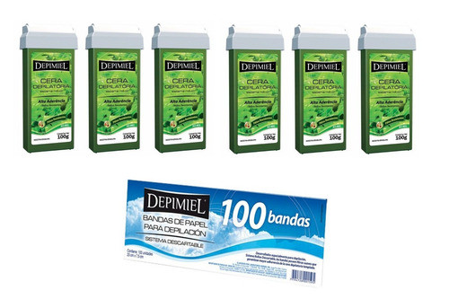 Cera Depilatoria Roll-on De 100g X 6 Un. + Bandas Depimiel 0