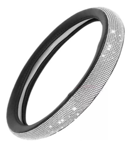 Cubre Volante Strass Femenino Negro Brillos Plateados 0