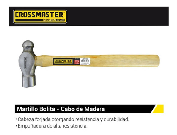 Martillo Bolita Cabo De Madera 453g Crossmaster 1