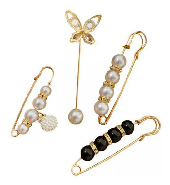 6 X 2-6 Pacotes De 4 Unidades De Broche De Pérola 7,5 Cm 0