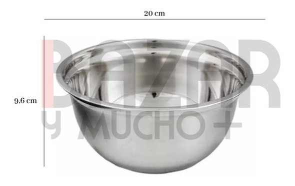 Bowl Acero Inoxidable Batir 20 Cm Repostería Medida Cocina 1