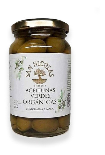 Aceitunas Verdes Orgánicas Certificadas San Nicolás 250 Gr. 0