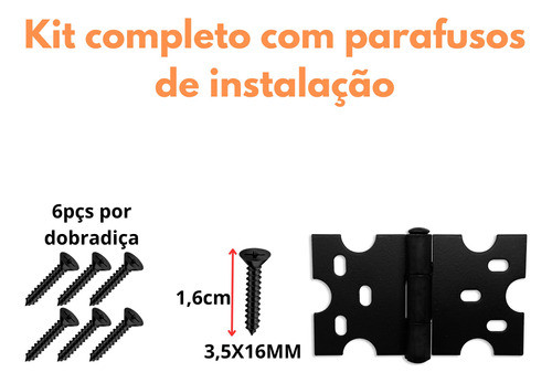 Dobradiça Mexicana Preta Tipo Colonial Rústica C/20 1