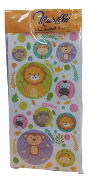 Bolsitas Papel Animales Del Bosque X10u Souvenir Fiestas 0