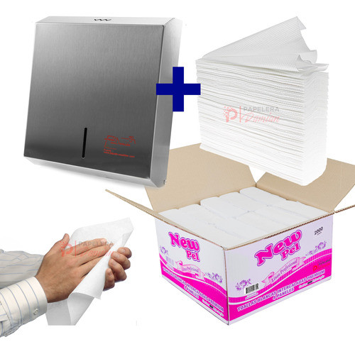 Toallas Papel Intercaladas New Pel Blanco Puro + Dispenser 1