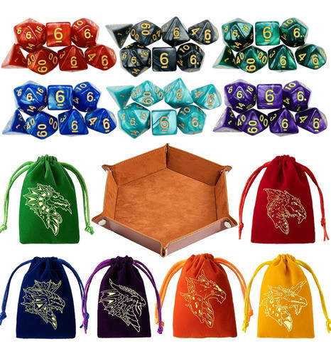Juego De Dados Poliédricos Para D D 42 Piezas E Incluye Bols 0