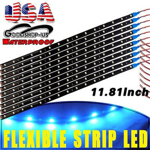10 X 15 Cm 30 Hielo Azul Coche Moto Flexible Luces De Tira L 0