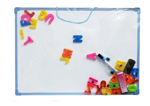 Pizarra Magnetica Tiza Y Maracador Con Letras  50x35 Celeste 0