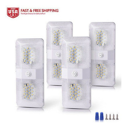 4 Pcs Led Cúpula Luz Rv Camper Remolque Doble Luminario Inte 1