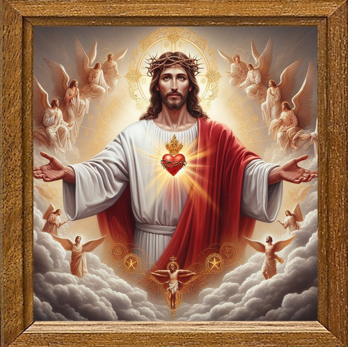Cuadro Arte Digital Corazón De Jesús V2 50x50cm Pieza Única 0