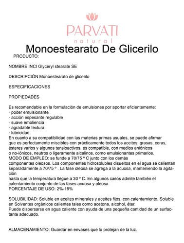 Monoestearato De Glicerilo 250grs Uso Cosmetico 1