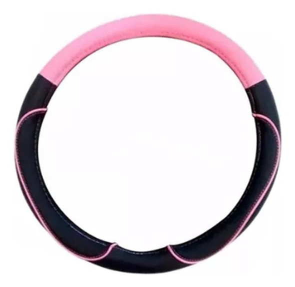 Cubre Volante Universal 38 Cm Negro Con Rosa 0