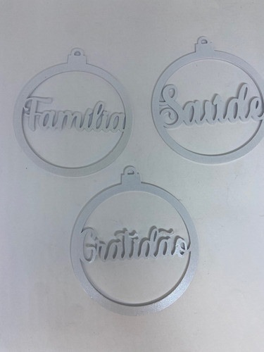 Kit Com 3 Bolas De Natal Em Mdf Branco - 10 Cm 0