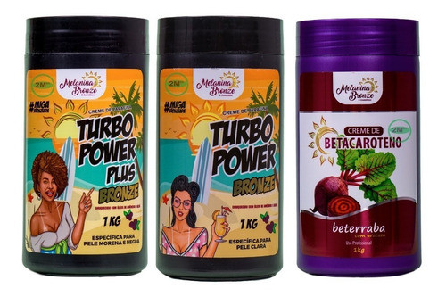 1 Turbo Power Plus + 1 Turbo Pele Clara + 1 Betacaroteno 0