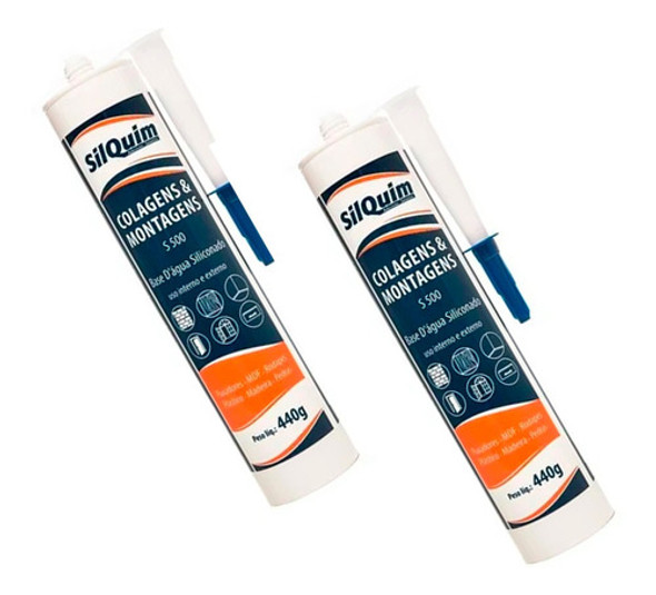 2 Silicone Base Água Selante Acrílico Branco 450g Silquim 0 2 Silicone Base Água Selante Acrílico Branco 450g Silquim 0