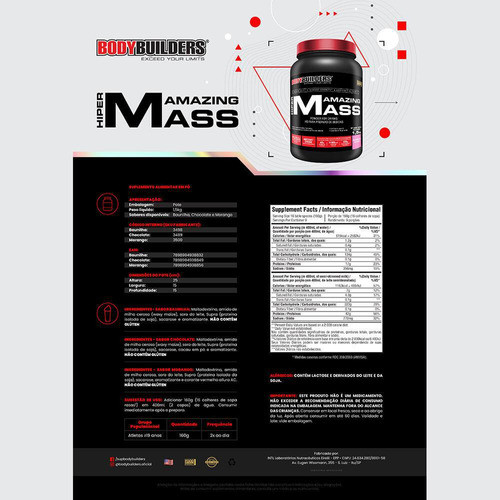 Hiper Amazing Mass 1,5kg Morango - Bodybuilders 0