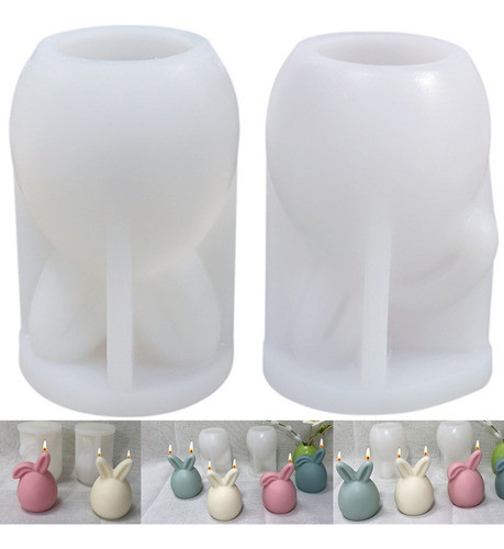 2 Moldes De Silicone Em Forma De Coelho Da Páscoa Em 3d 0