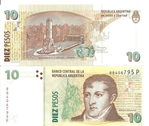 Billete Diez Pesos Serie P  Convertibles Botero-3446 1