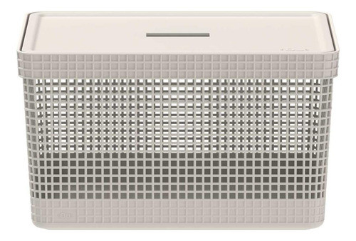 2x Cesto Organizador Ou Grid Bege 20 Litros Com Tampa 1