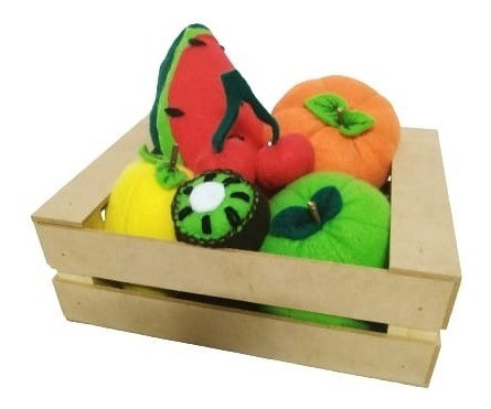 Frutas De Tela X6 En Cajoncito N1 Comidas De Juguete 0