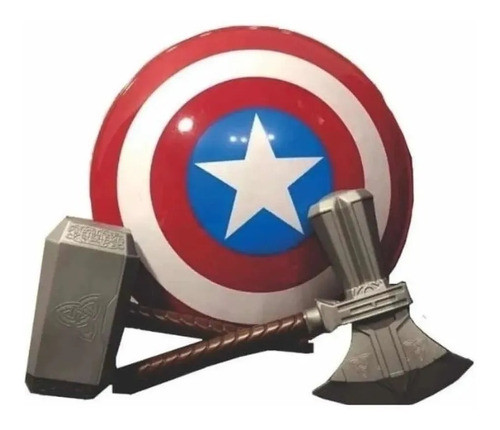 Combo Avengers Hacha Martillo Thor + Escudo Capitán América 0