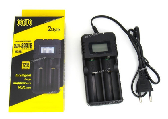Carregador Duplo Lcd Bateria 18650 16340 14500 26650, Osato. 0
