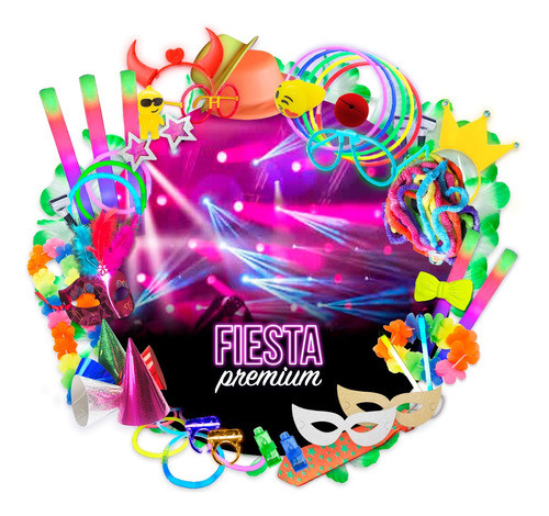 Combo Cotillon Luminoso Led Neon Fiesta Fluo +200 Articulos 0