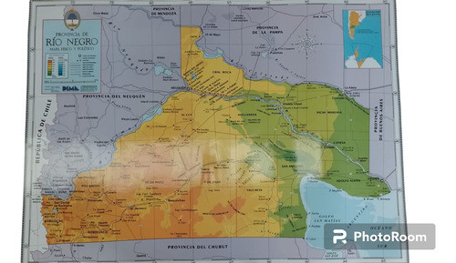 Mapa Mural Rio Negro  Físico Politico Laminado Envarillado 0