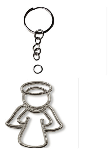 40 Llaveros+dije Ángel Contorno Metal Para Armar 0