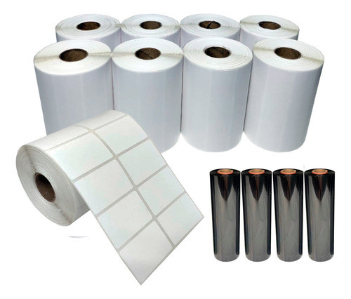 Etiqueta 45x25 2 Colunas Couche - 8 Rolos + 4 Ribbon 0