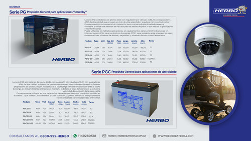 Bateria Herbo Pg12-12 Alarma 12v 12 Ah  Recargable Ups 1