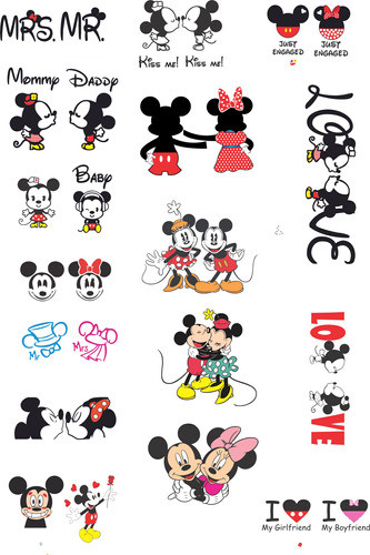 Sticker Mickey Y Minnie Enamorados Con Frases En Ingles 0